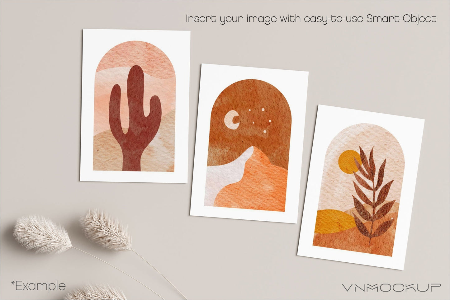 Card Mockup Bundle 5x7, 1x1, Boho Invitation Mockup Kit, Greeting Card Mockup Set, PSD, JPG