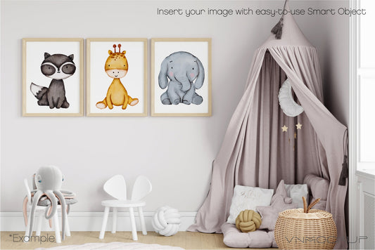 Nursery / Kids Room Frame Mockup Bundle, PSD JPG