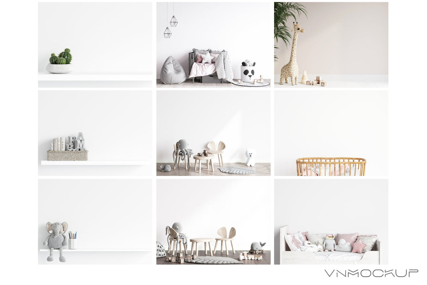 Kids Room Mockup, Nursery Wall Mockup Bundle, JPG