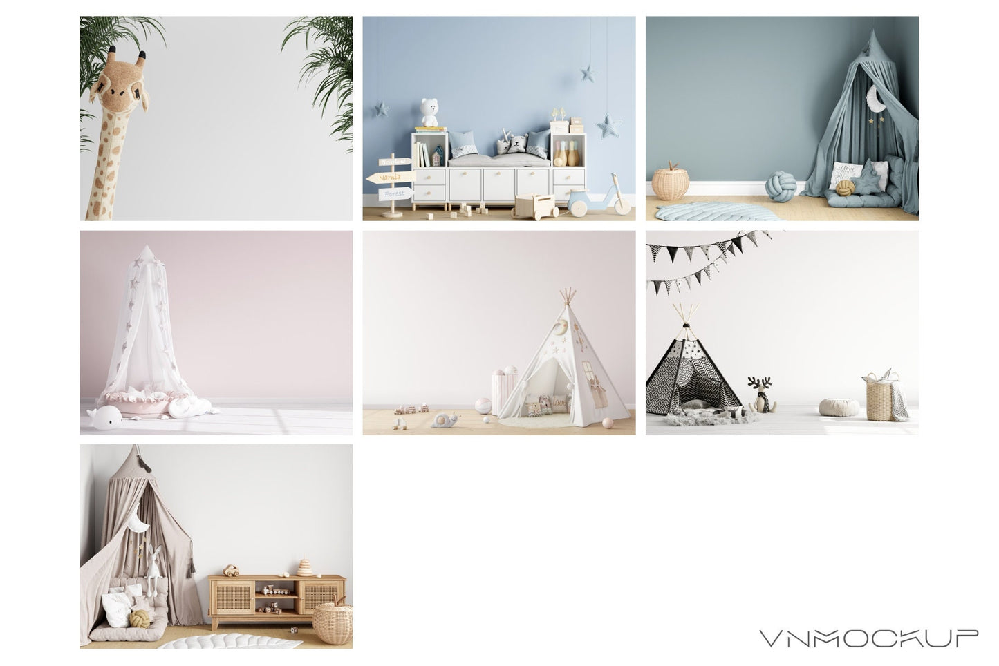 Kids Room Mockup, Nursery Wall Mockup Bundle, JPG