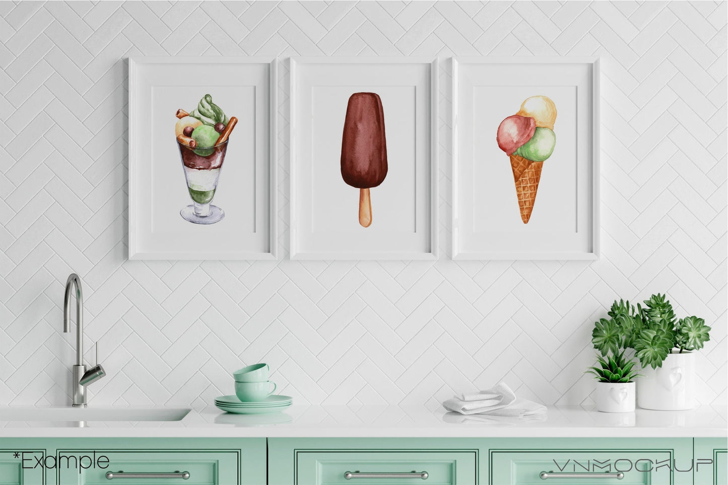 Kitchen Frame Mockup Bundle, Poster Mockups in Kitchen Interior