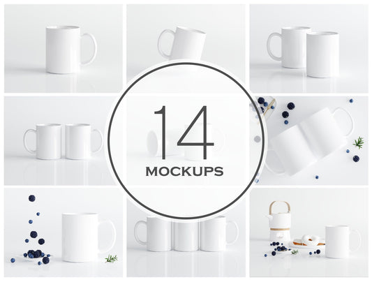 Mug Mockup Bundle, Cup Mockup, White Mug Mockup, Coffee Cup Mockup, PSD JPG