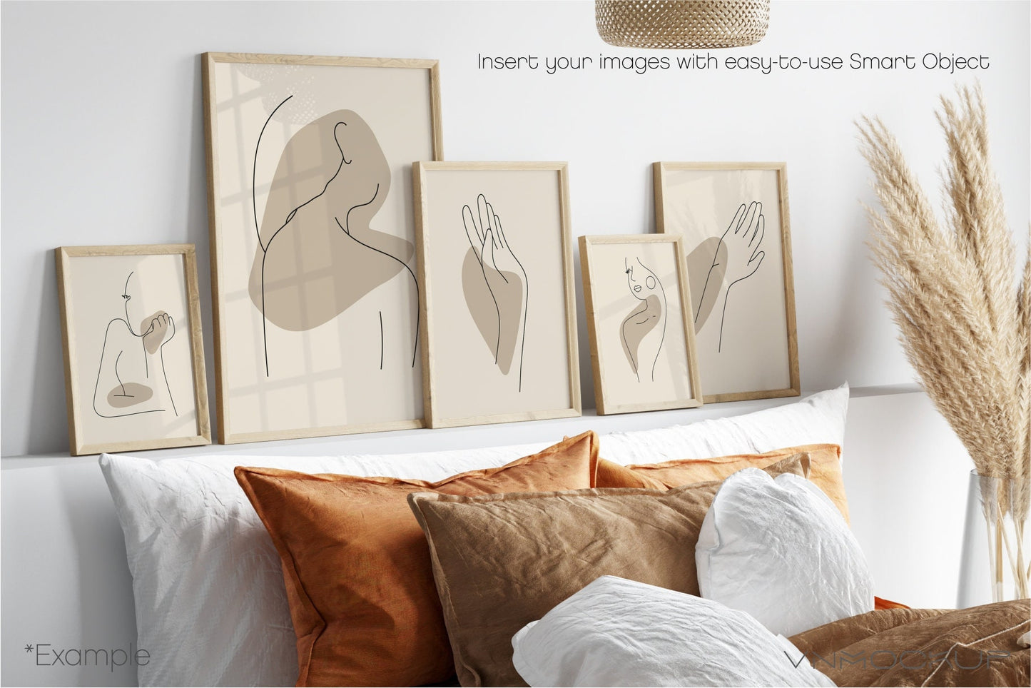 Bedroom Frame Mockup Bundle, PSD JPG