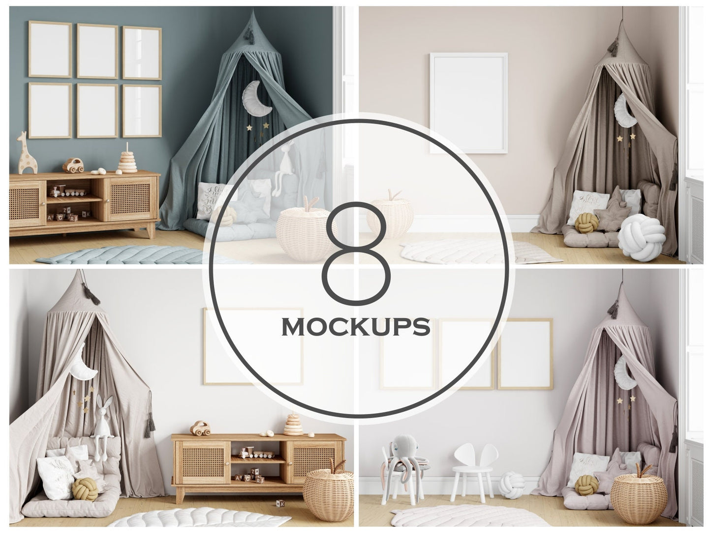 Nursery / Kids Room Frame Mockup Bundle, PSD JPG