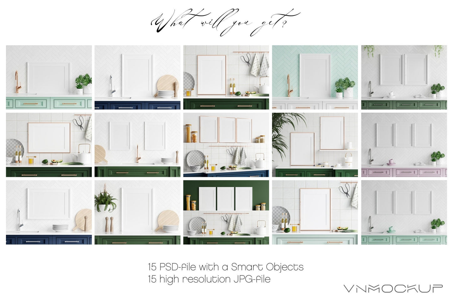 Kitchen Frame Mockup Bundle, Poster Mockups in Kitchen Interior