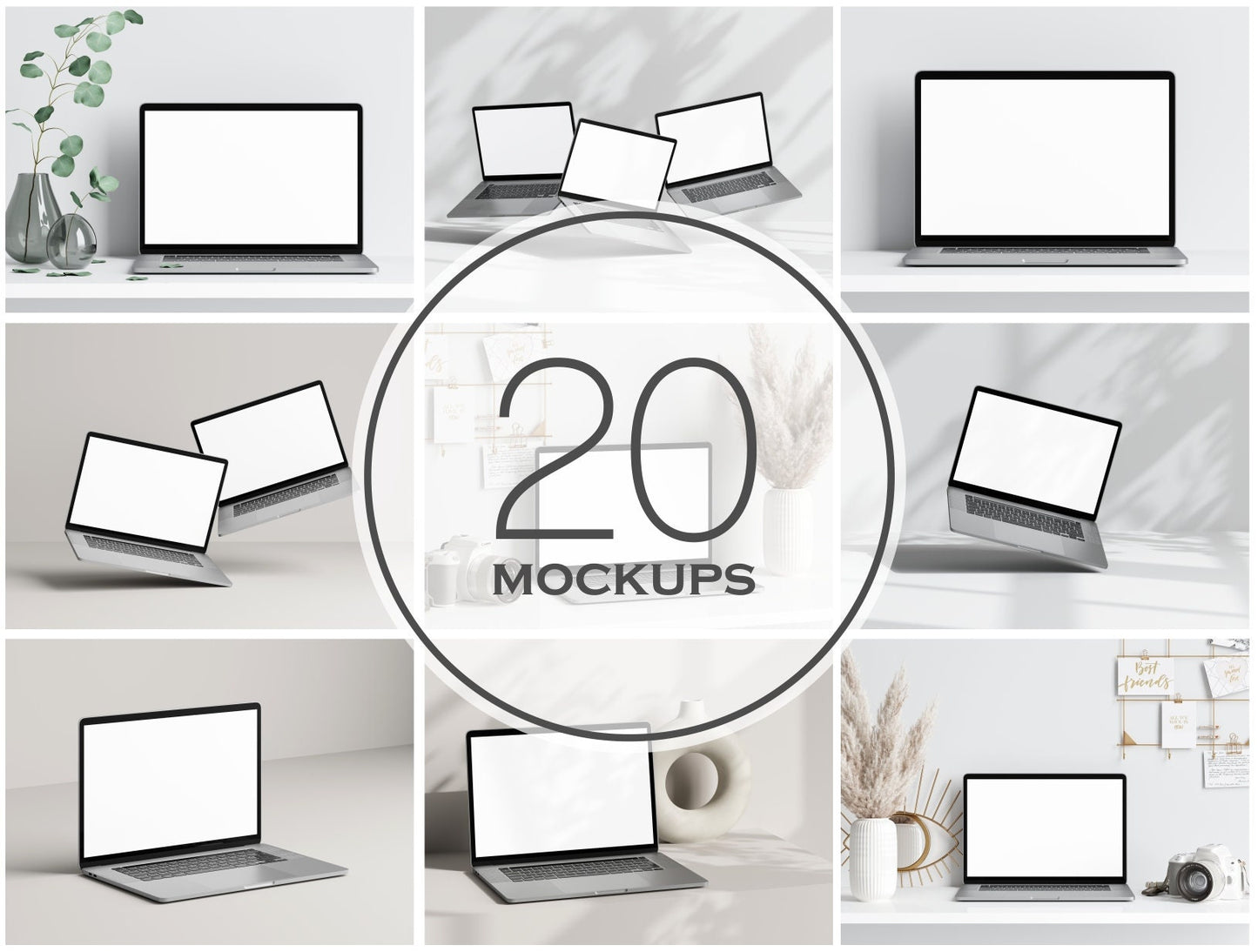 Laptop Mockup Bundle Set, JPG, PSD