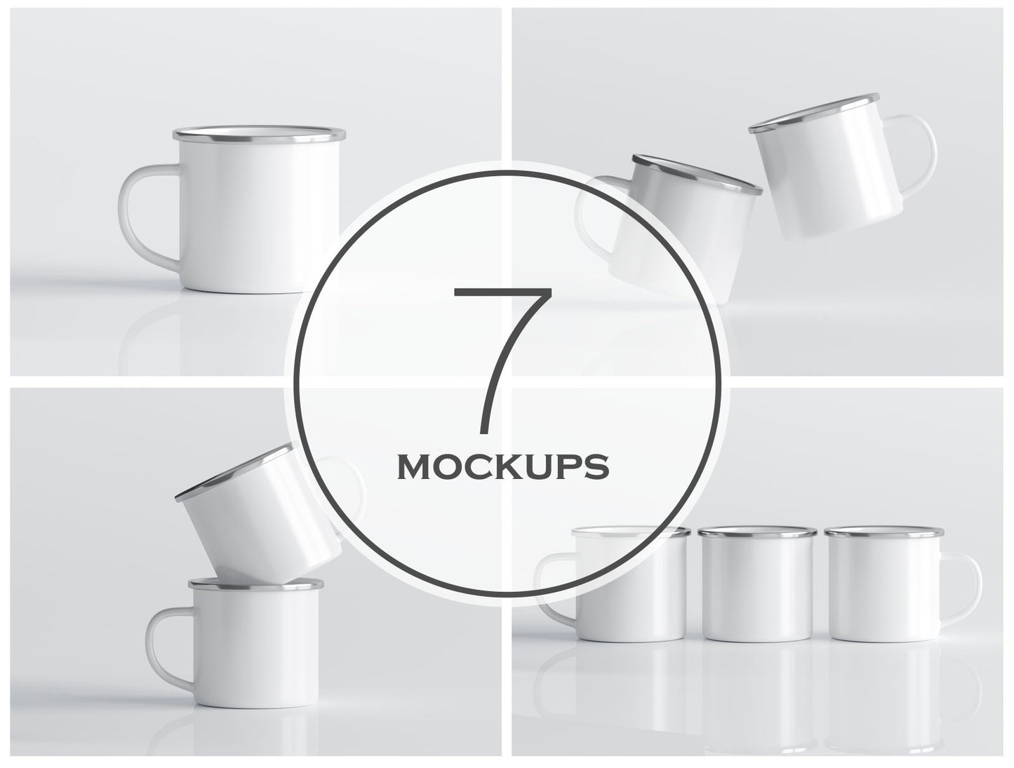 Enamel Mug Mockup Bundle, Cup Mockup, White Mug Mockup, Coffee Cup Mockup, PSD JPG